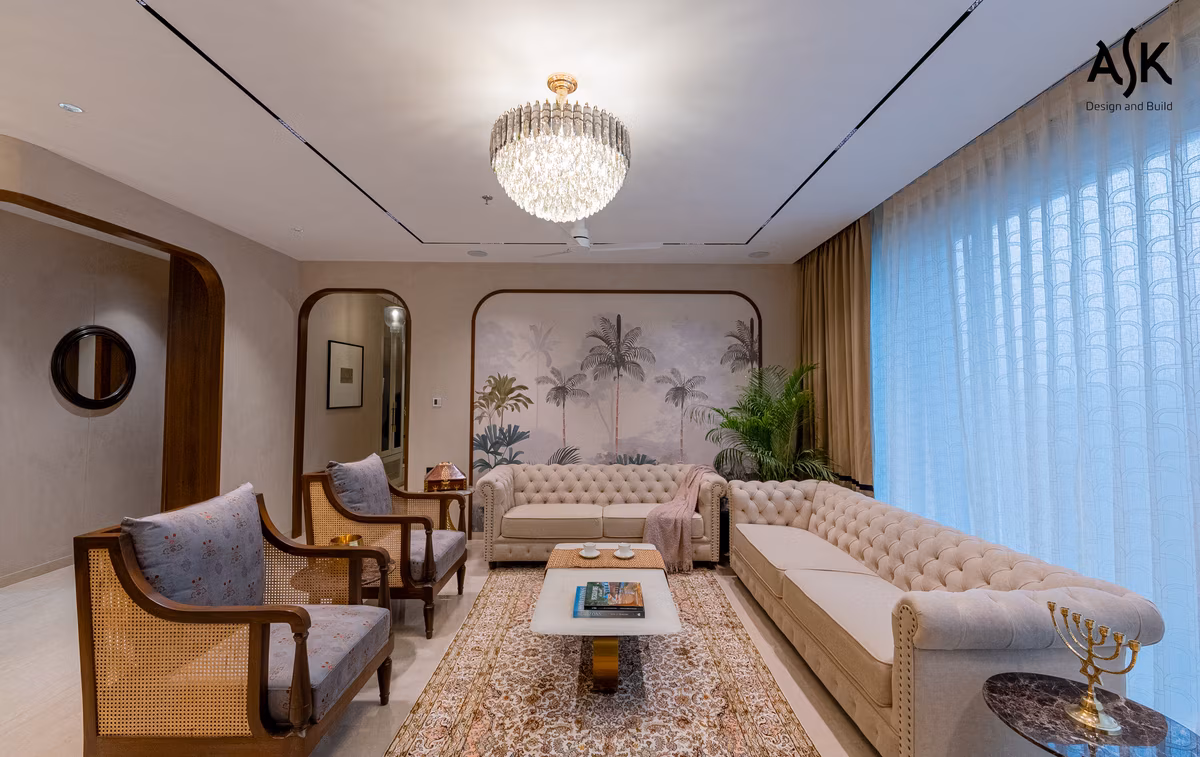 A modern living room designed with modular interiors by ASK Design and Build