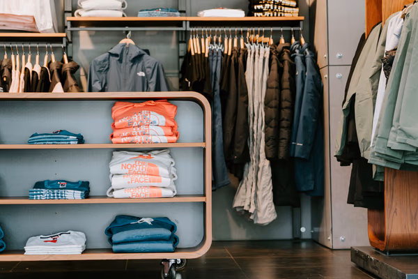 Retail-inspired open wardrobe system with organized casual wear display